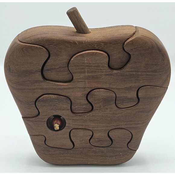 6" Tall Wooden Fruit- Apple - 4 Piece 3D Jigsaw Puzzle Mind Teacher Gift - Picture 2 of 15
